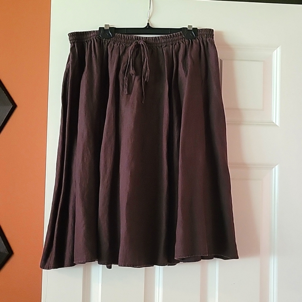 Brown 100% linen skirt